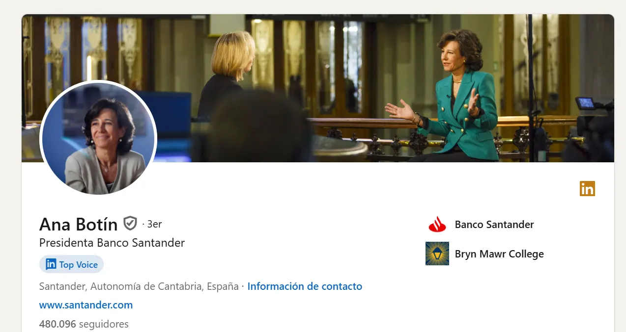 Perfil de Ana Botín en LinkedIn